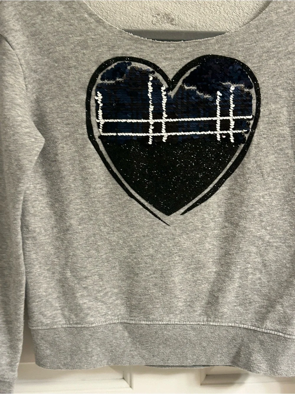 Girls Justice Gray Pullover Fleece Lined with Sequin Heart Detail Sweatshirt